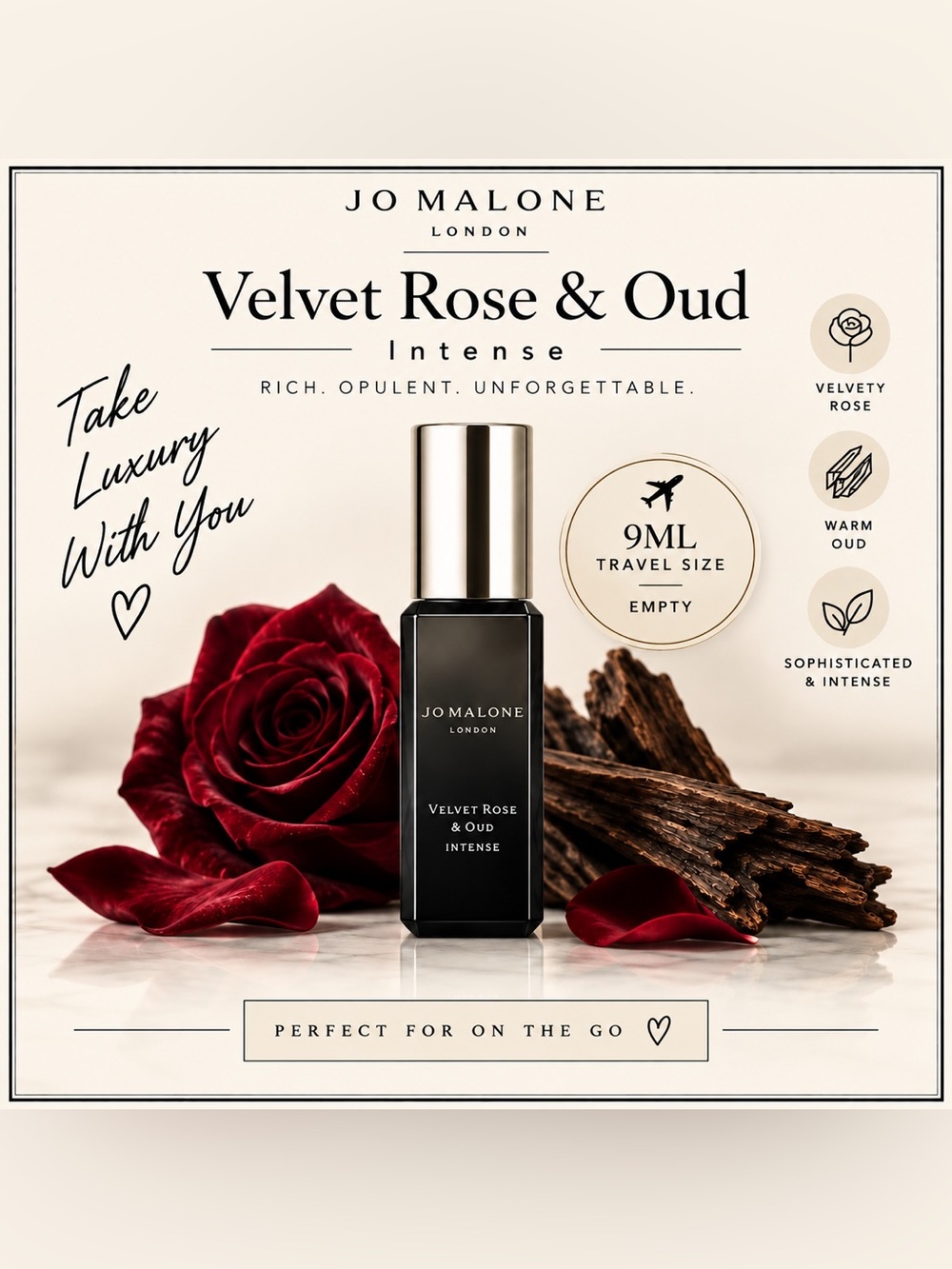 Jo Malone Velvet Rose & Oud Empty Travel Size Bottle